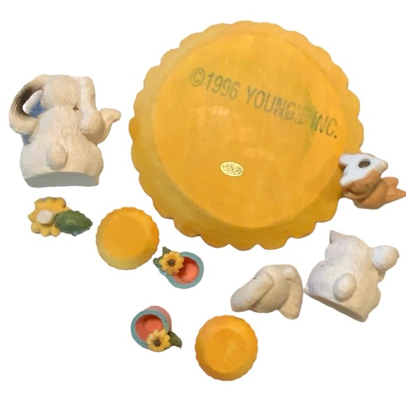 Vintage Tea Set Young’s 1996 Miniature Bunny Sunflower Tray 1996 Retro 8 Pieces - Picture 5 of 16